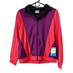 Columbia Kids Windbreaker Jacket colorblock purple pink NWT youth large 14/16